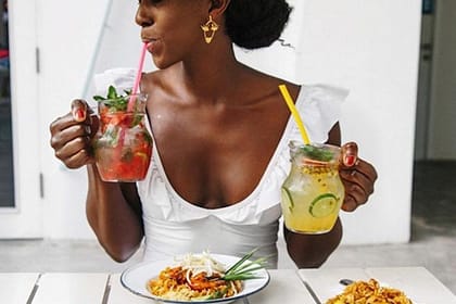 Beautiful woman drinking a cocktail