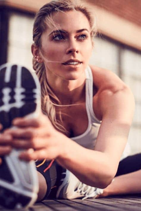 athlete woman doing stretching